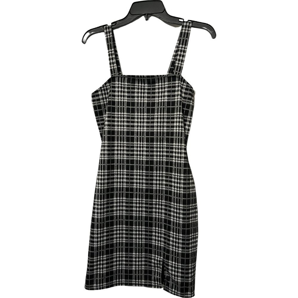 Forever 21 Medium Black & White Plaid Bodycon Mini Dress